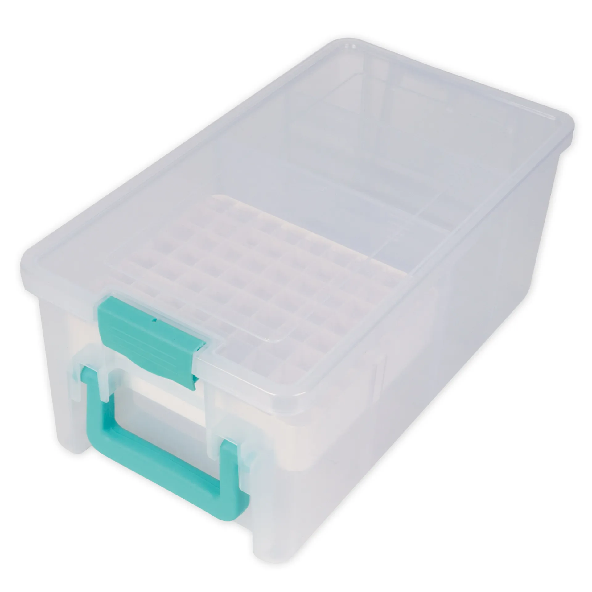 Klappdeckel-Box mit Stifte-Einsatz, transparent