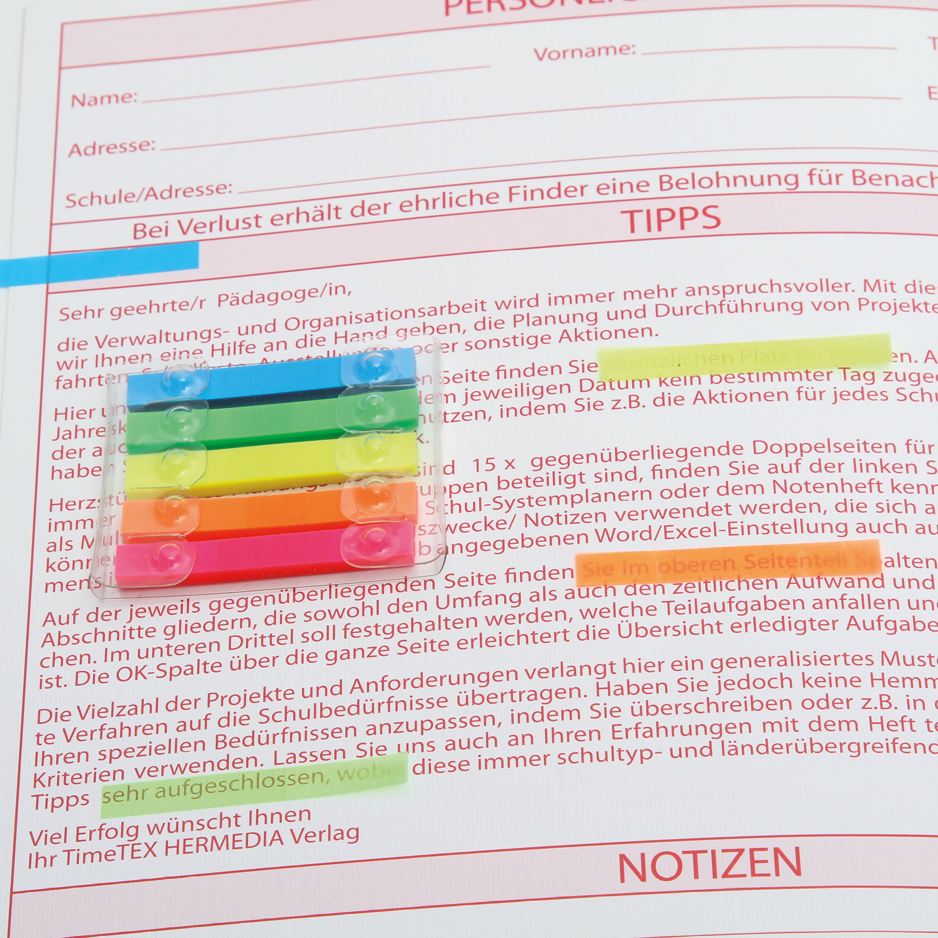 Heft-Marker, farbsortiert