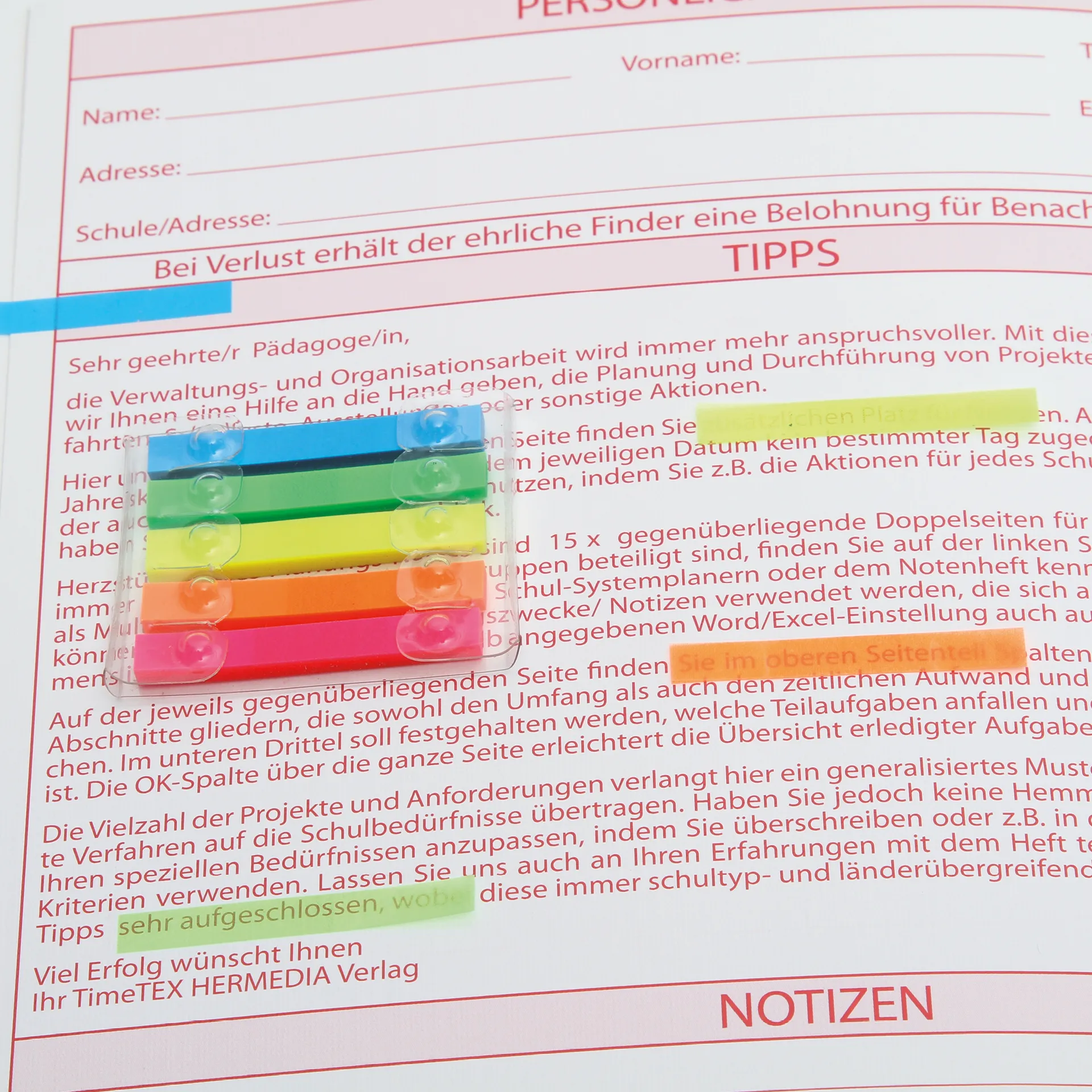 Heft-Marker, farbsortiert