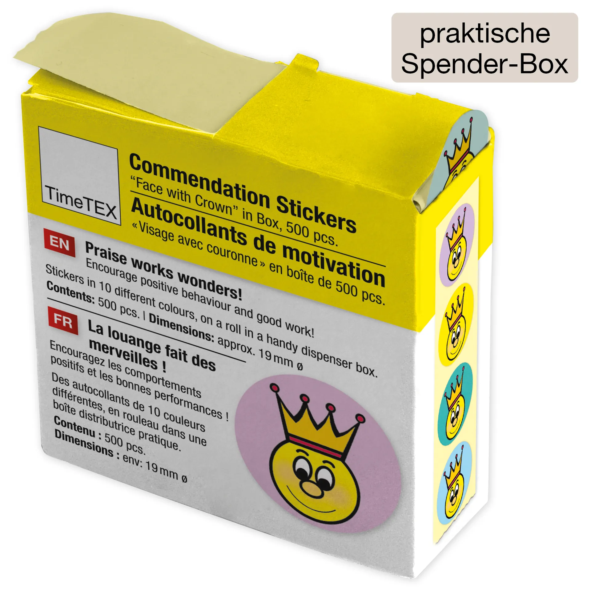 Lob-Aufkleber, Gesicht mit Krone