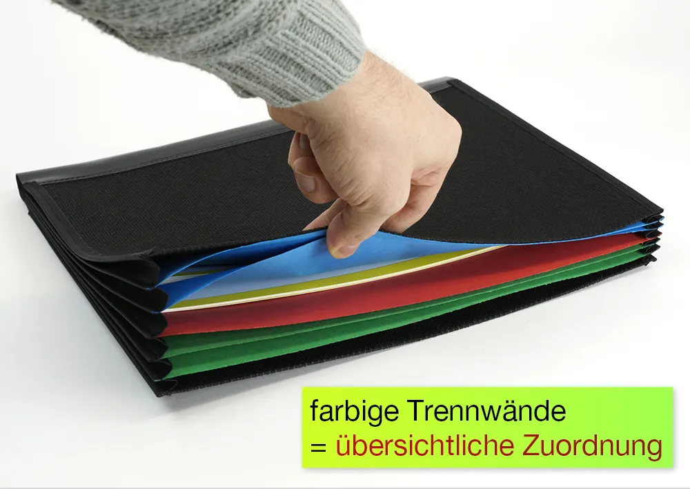 Fächermappen-Einsatz für Tasche + Rucksack