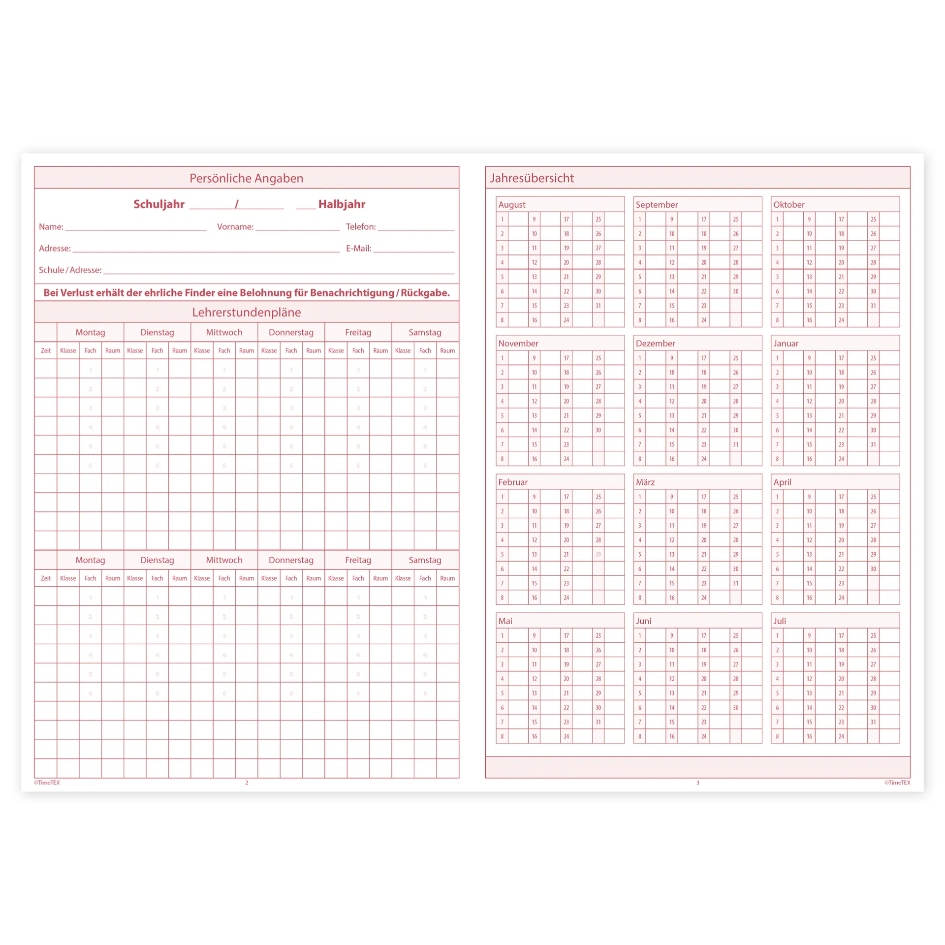 TimeTEX Schul-Notenheft A5