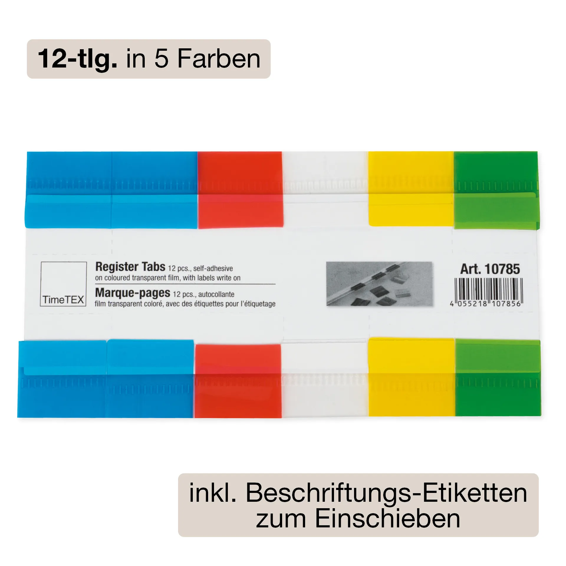 Register-Ecken beschriftbar, 12-tlg., aus Kunststoff-Folie