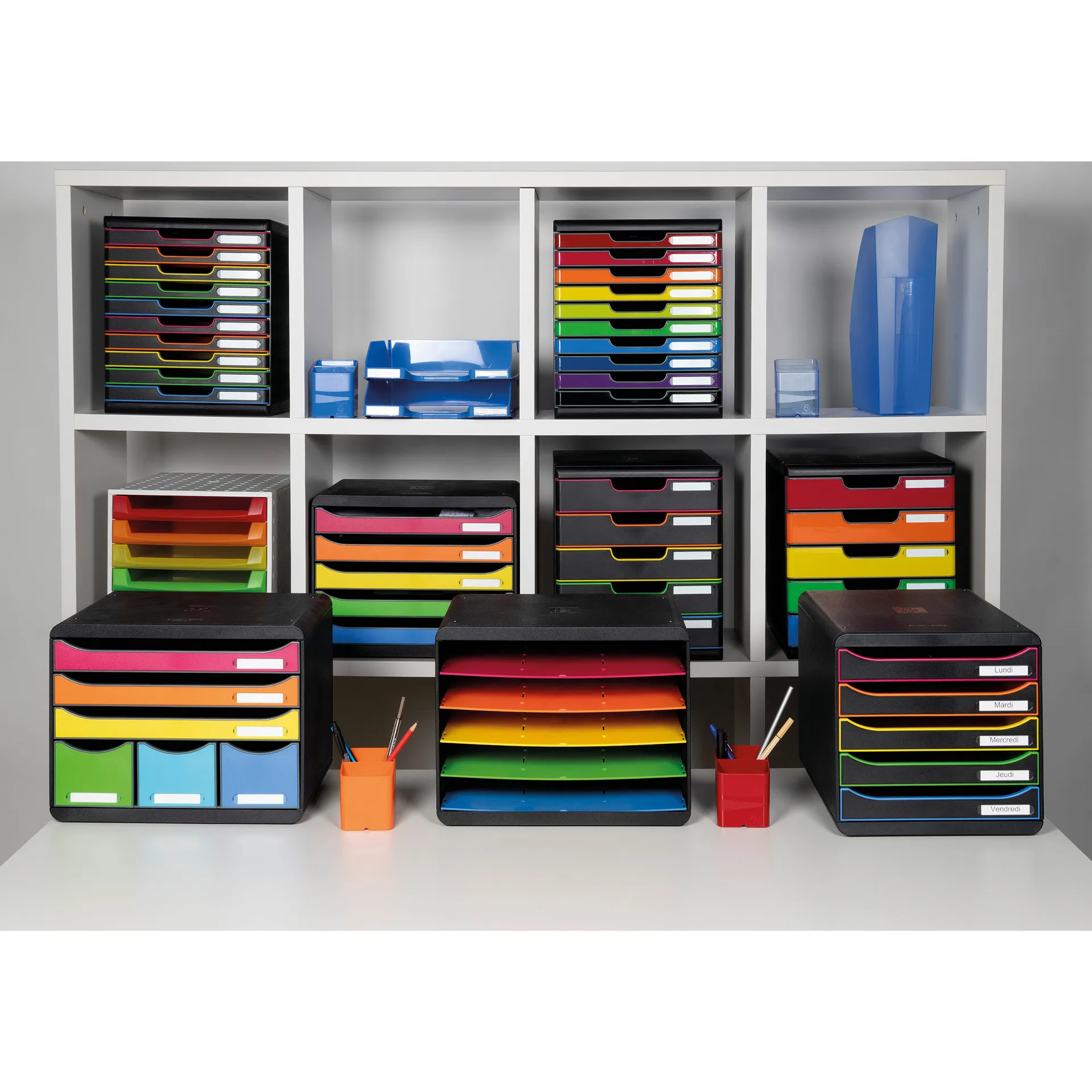 Schubladen-Box A4 "Regenbogen", Kunststoff mit 5 Schüben