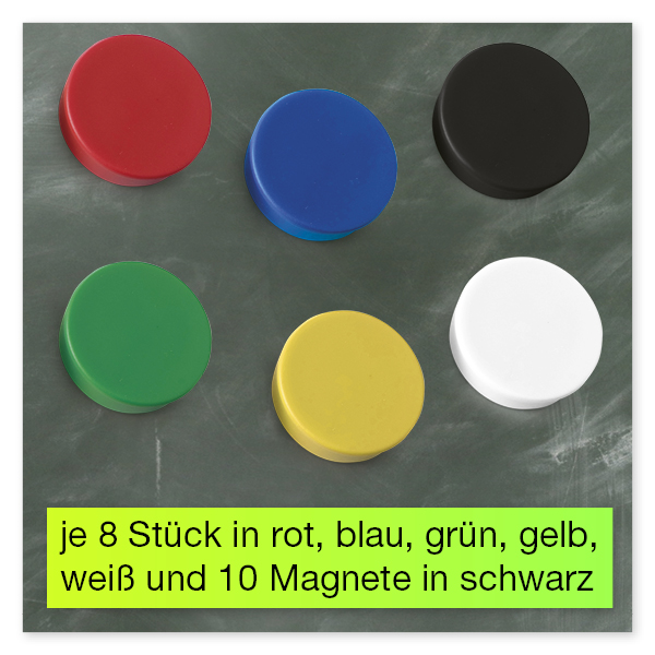 Set Rundmagnete farbsortiert 24mm, 50-tlg.