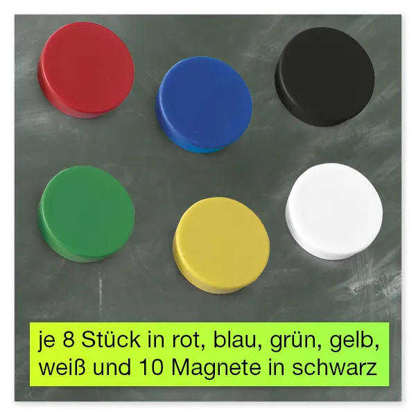 Set Rundmagnete farbsortiert 24mm, 50-tlg.