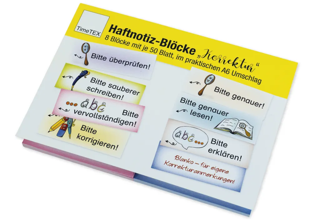 Haftnotiz-Blöcke „Korrektur", 73x26 mm, 8 Blöcke