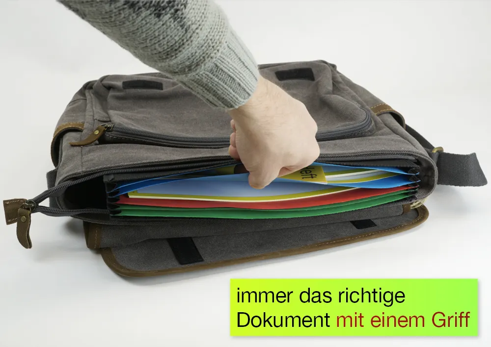 Fächermappen-Einsatz für Tasche + Rucksack