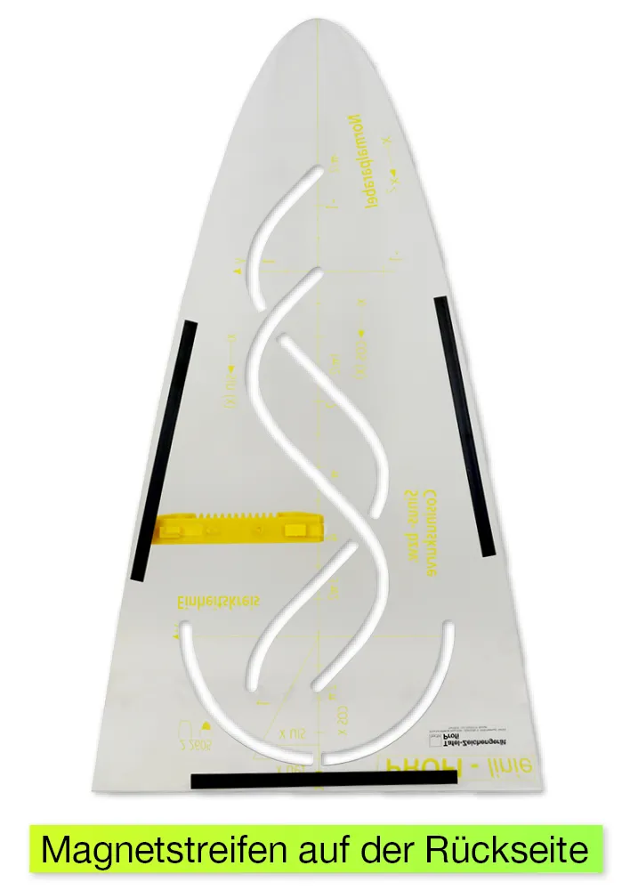 Profi-Parabelschablone 59 cm, magnetisch, mit Griff