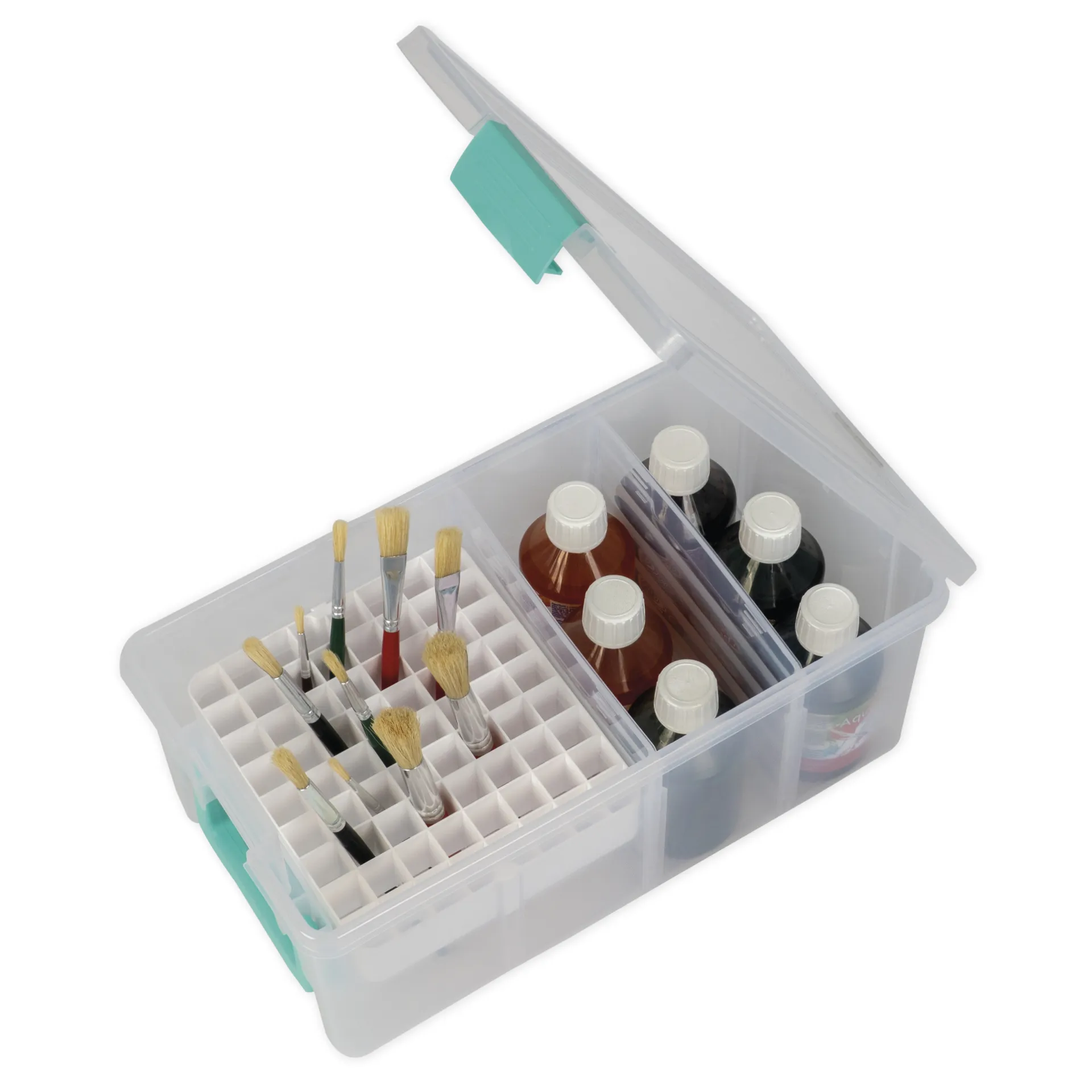 Klappdeckel-Box mit Stifte-Einsatz, transparent