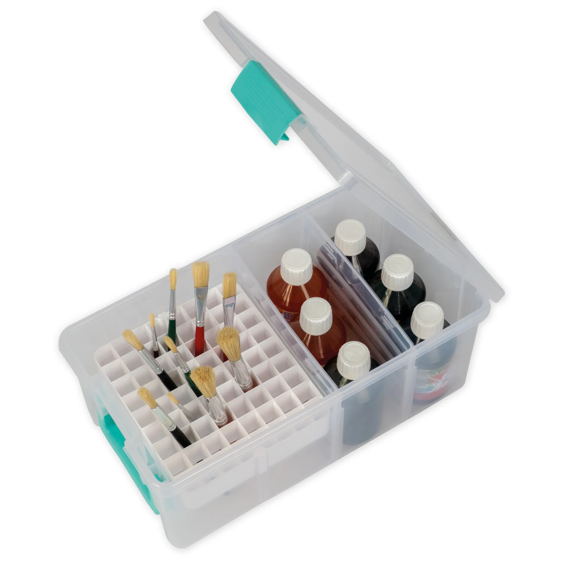 Klappdeckel-Box mit Stifte-Einsatz, transparent