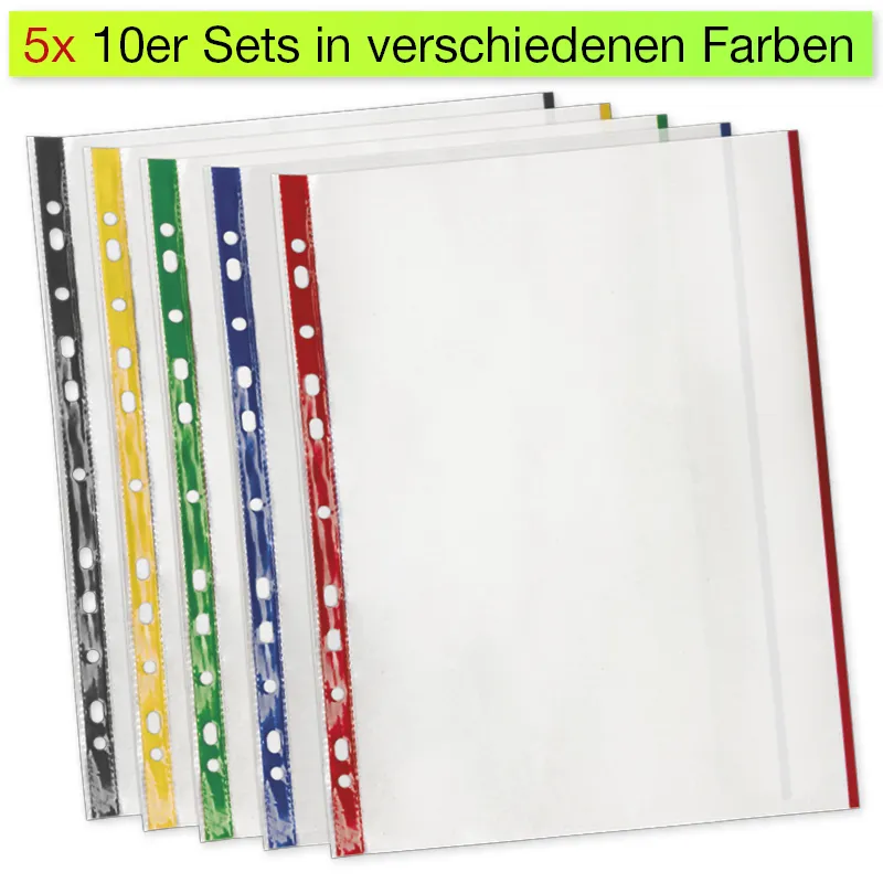 Prospekt-Hüllen A4 mit Duplex-Farbstreifen, 50 Stück