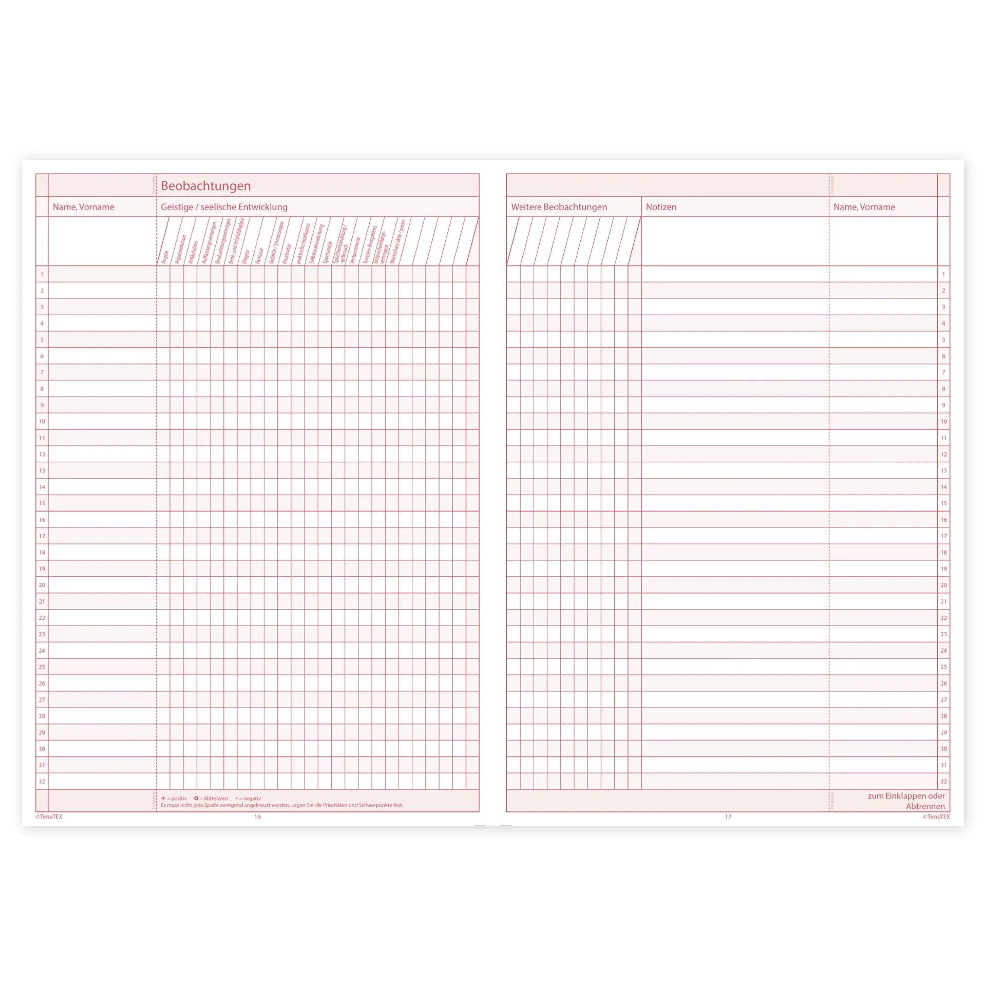 TimeTEX Heft Klassen-Beobachtung A4, 64 Seiten