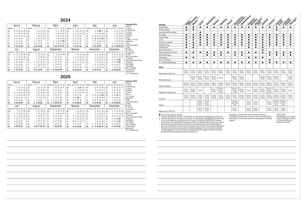 s+w Gäste-Tages-Planer 2025, Typ2, 36 Zimmer