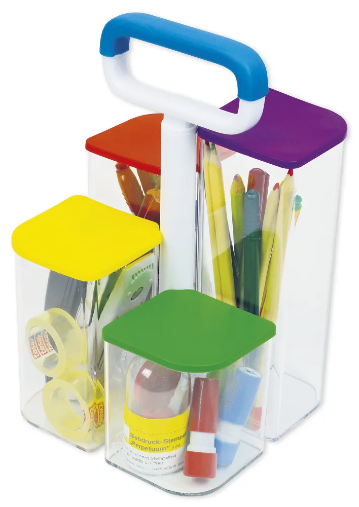 Tisch-Organizer "transparent", Kunststoff, mit Deckel, 4-tlg.