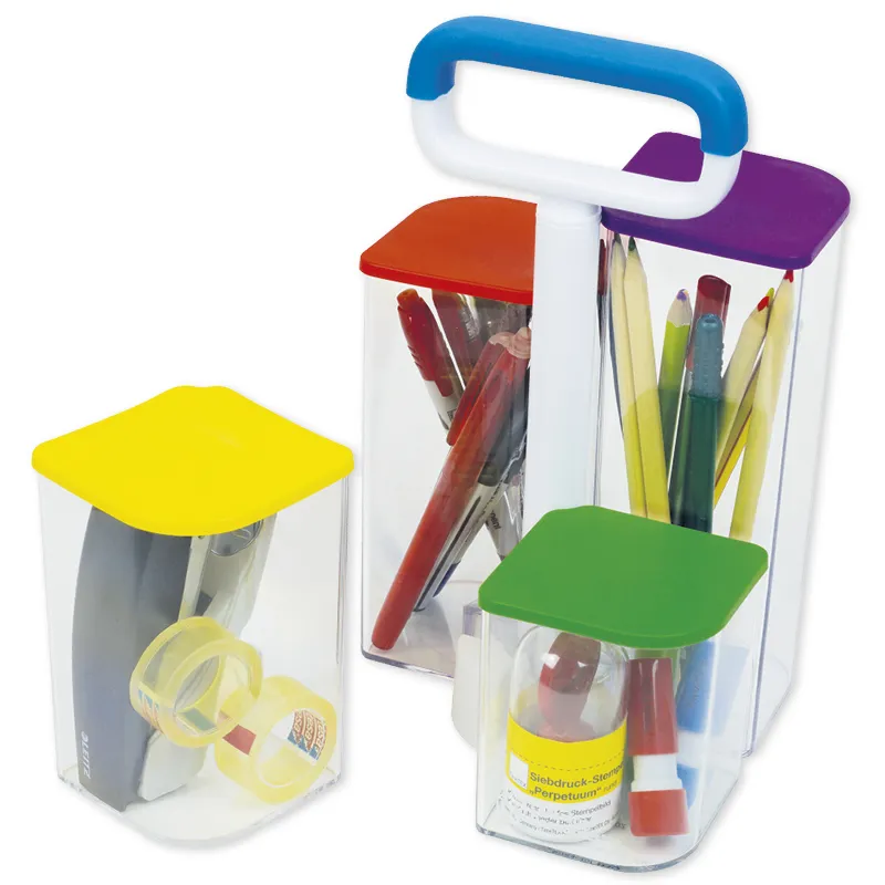 Tisch-Organizer "transparent", Kunststoff, mit Deckel, 4-tlg.