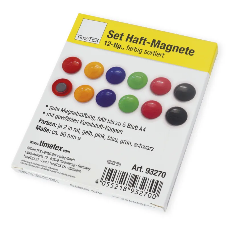 Set Magnete 30mm farbsortiert, 12-tlg.