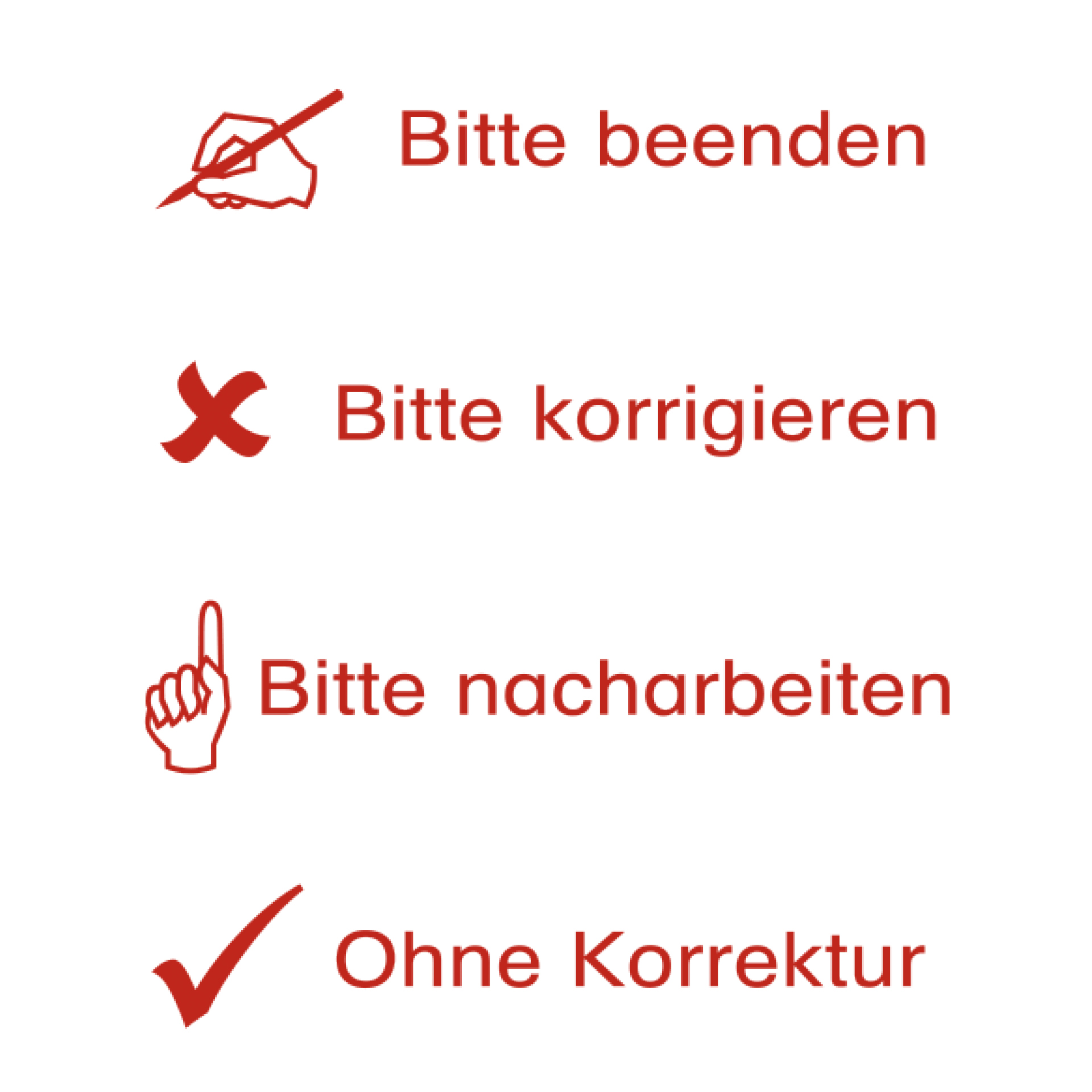 Siebdruck-Stempel "Perpetuum" 4 in 1, "Bitte beenden"