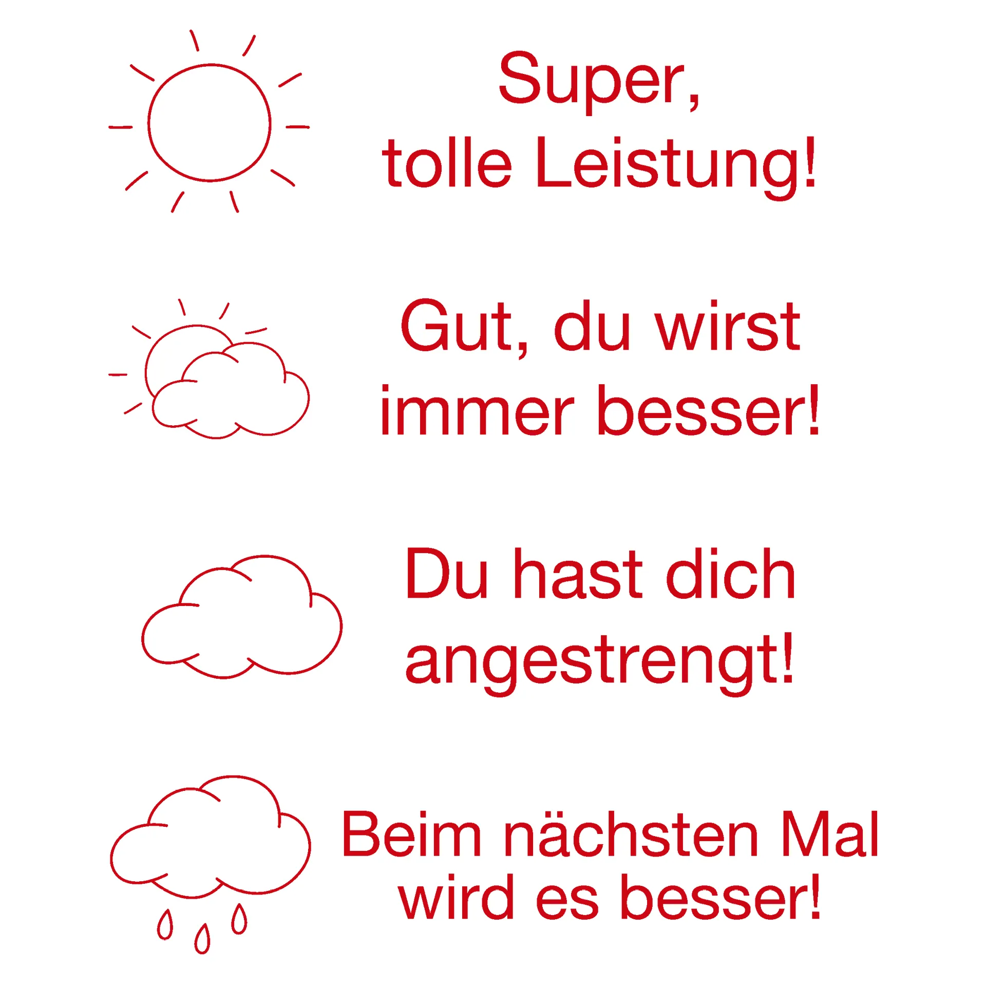 Stempel-Türmchen, Sonne und Wolken