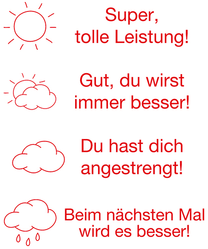 Stempel-Türmchen, Sonne und Wolken