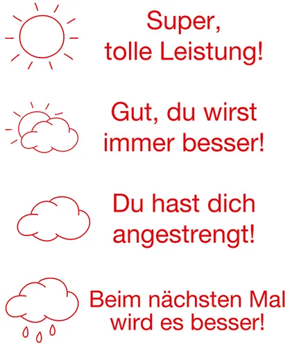 Stempel-Türmchen, Sonne und Wolken