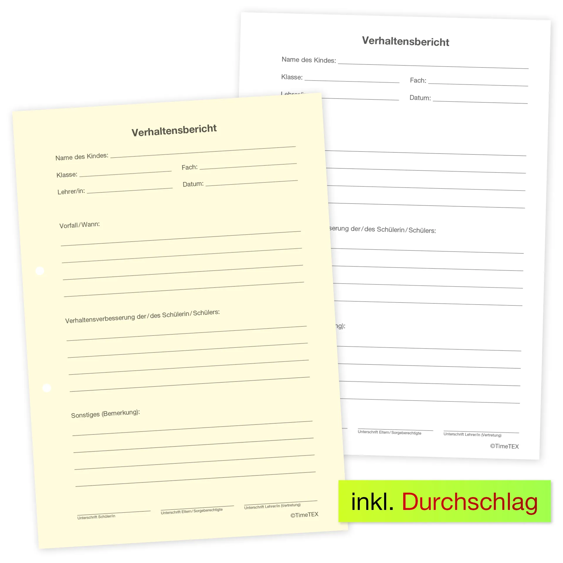 Block Verhaltensberichte A5, 50 Blatt mit Durchschlag Block Verhaltensberichte A5, 50 Blatt mit Durchschlag