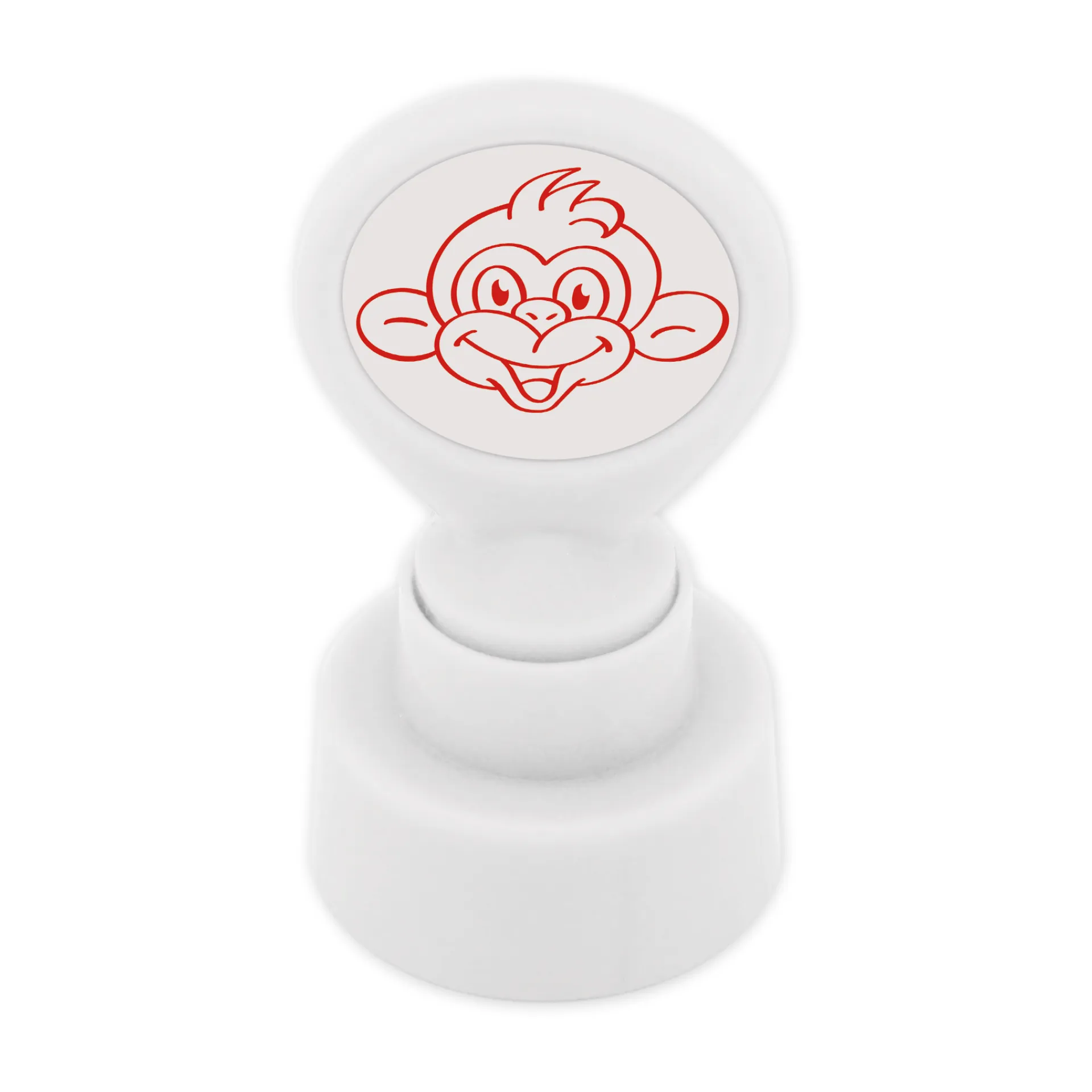 Siebdruck-Stempel "Perpetuum" rund "Affe"