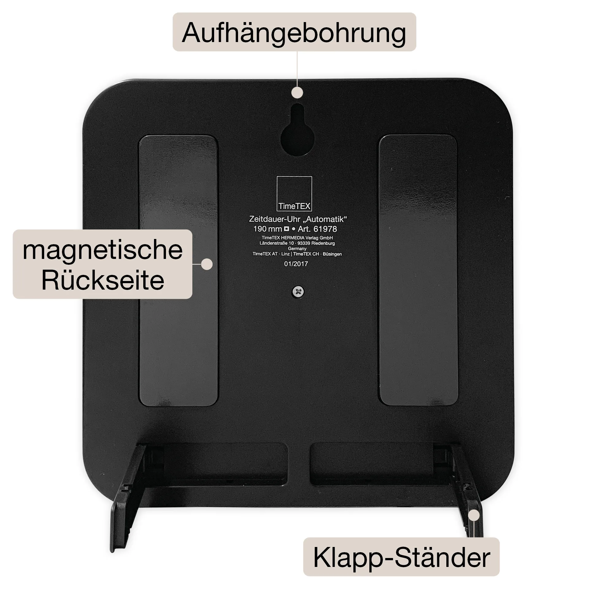 Zeituhr "Automatik", magnetisch, eckig mit Ampelfunktion