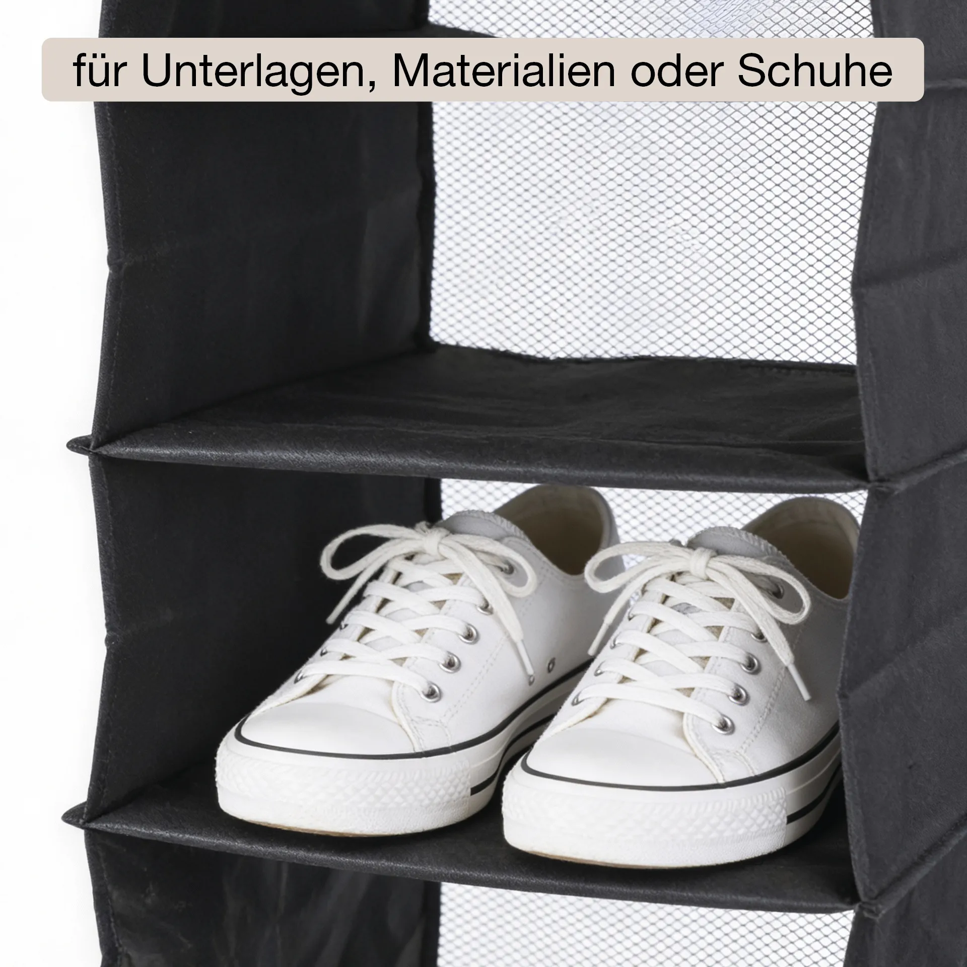 Hänge-Regal "Origami" A4 mit 8 Fächern, aus Nylongewebe, schwarz