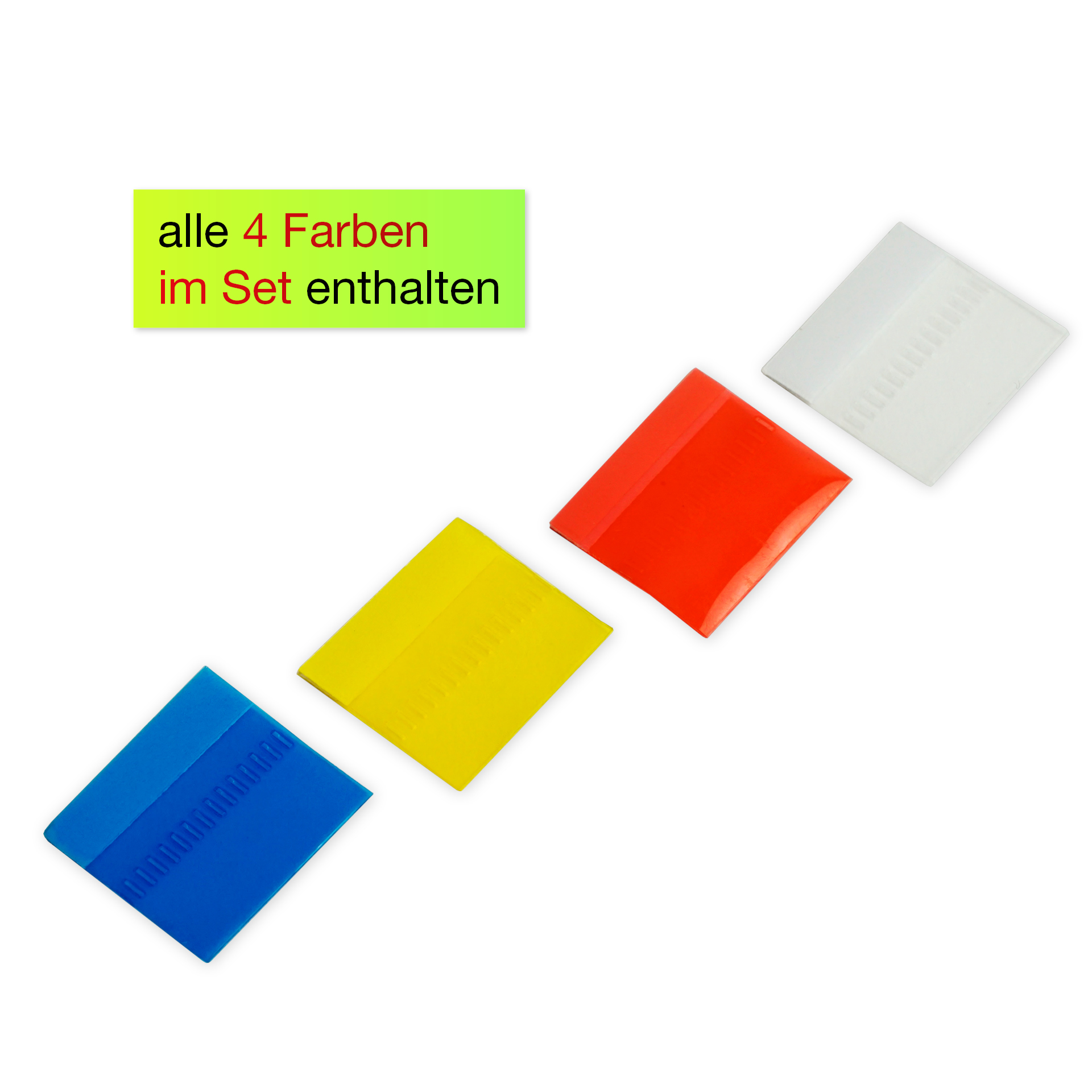 Register-Ecken beschriftbar, 12-tlg., aus Kunststoff-Folie