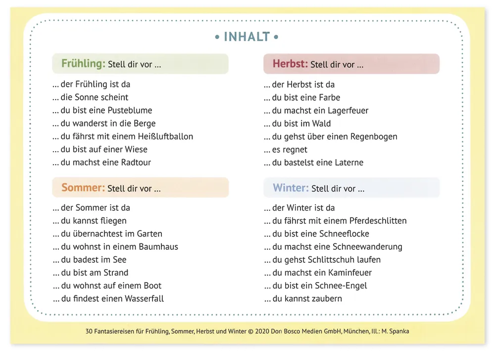 Karten-Set "30 Fantasiereisen für Frühling, Sommer, Herbst und Winter"