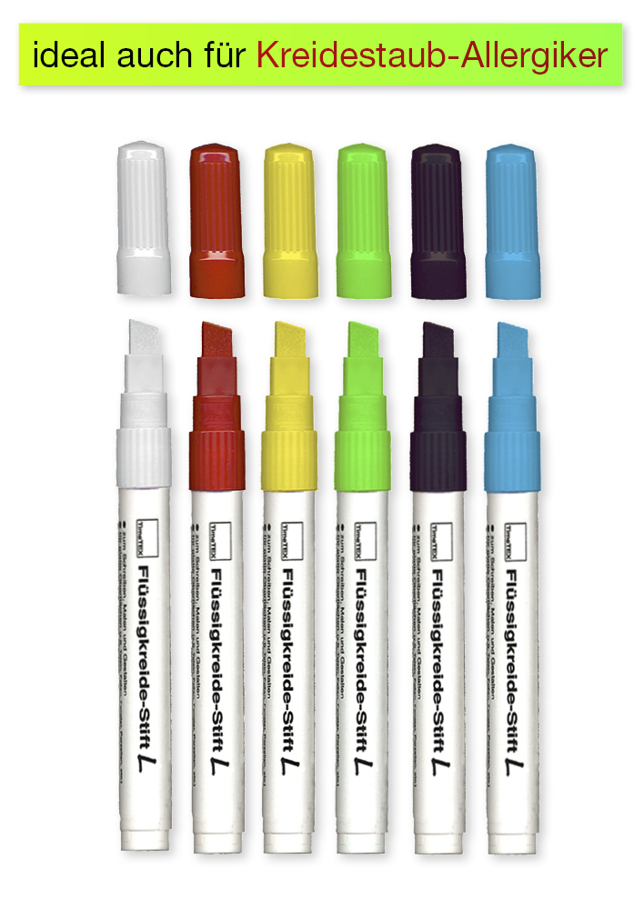 Flüssigkreide-Stift-Set klein, 6 Stück