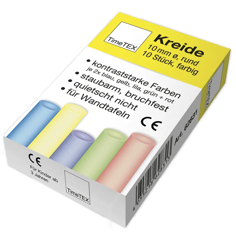 Kreide 10 mm ø, farbig, im 10-er Pack