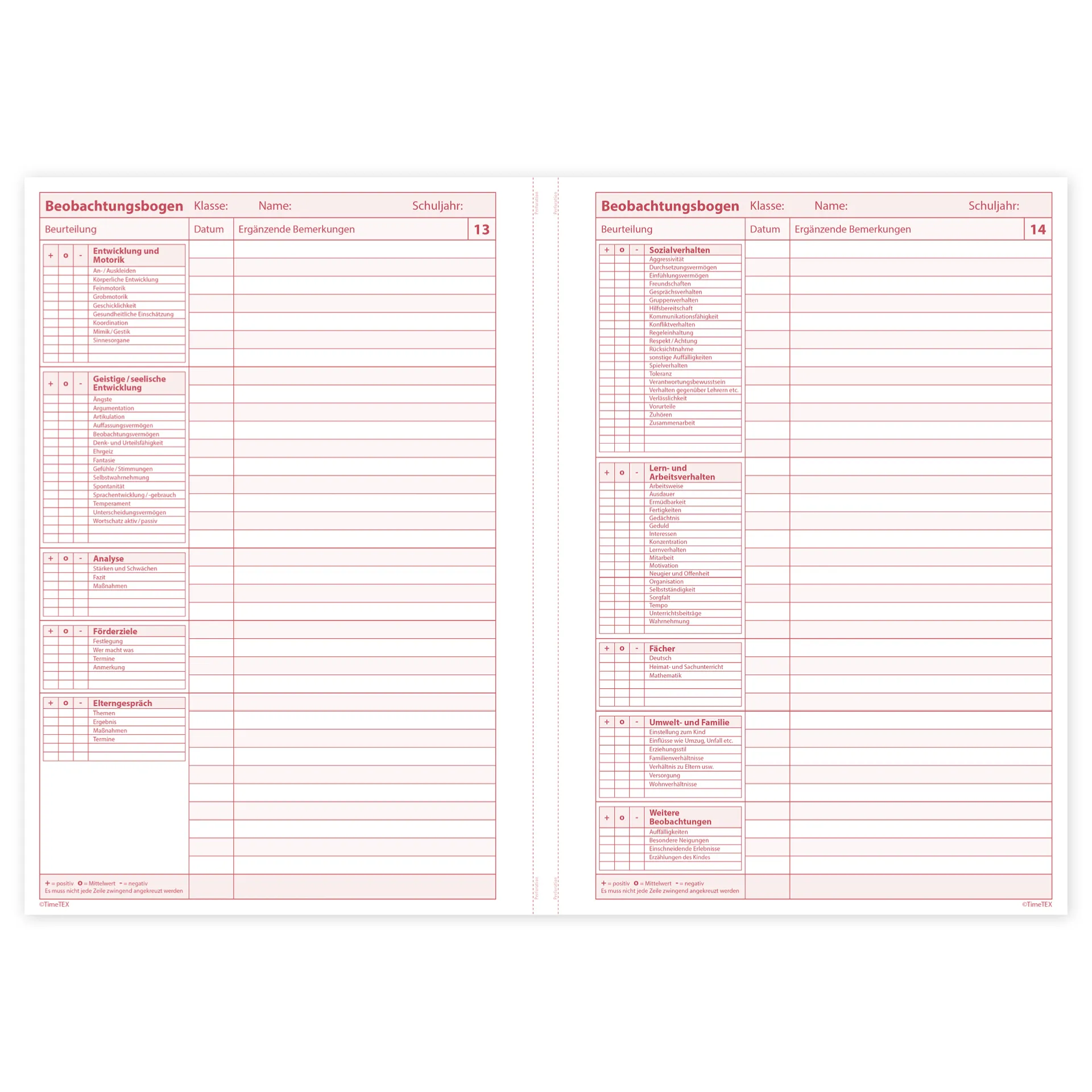 TimeTEX Heft Schüler-Beobachtung A4