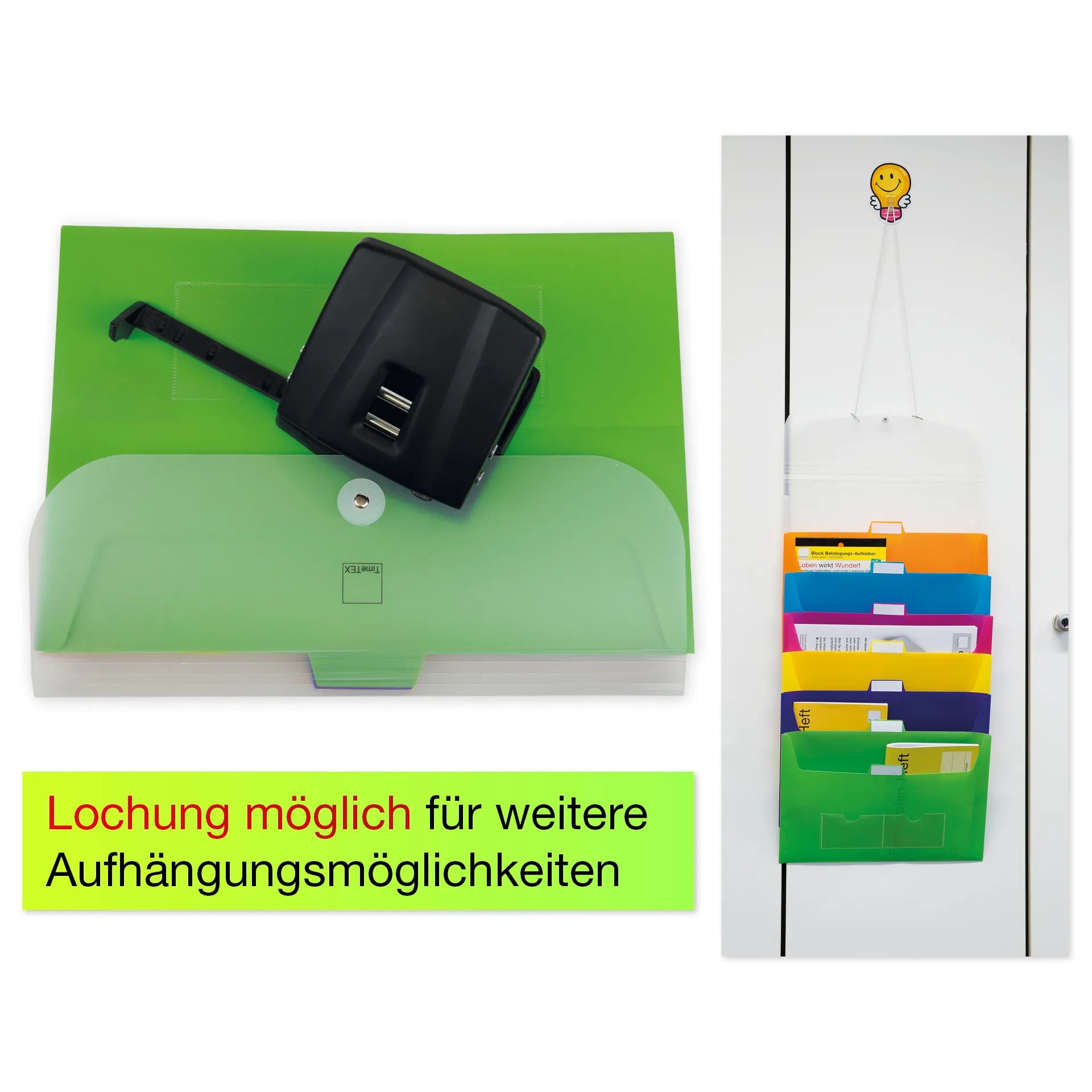 Hänge-Orga-Mappe für A4, 7 Fächer, transparent