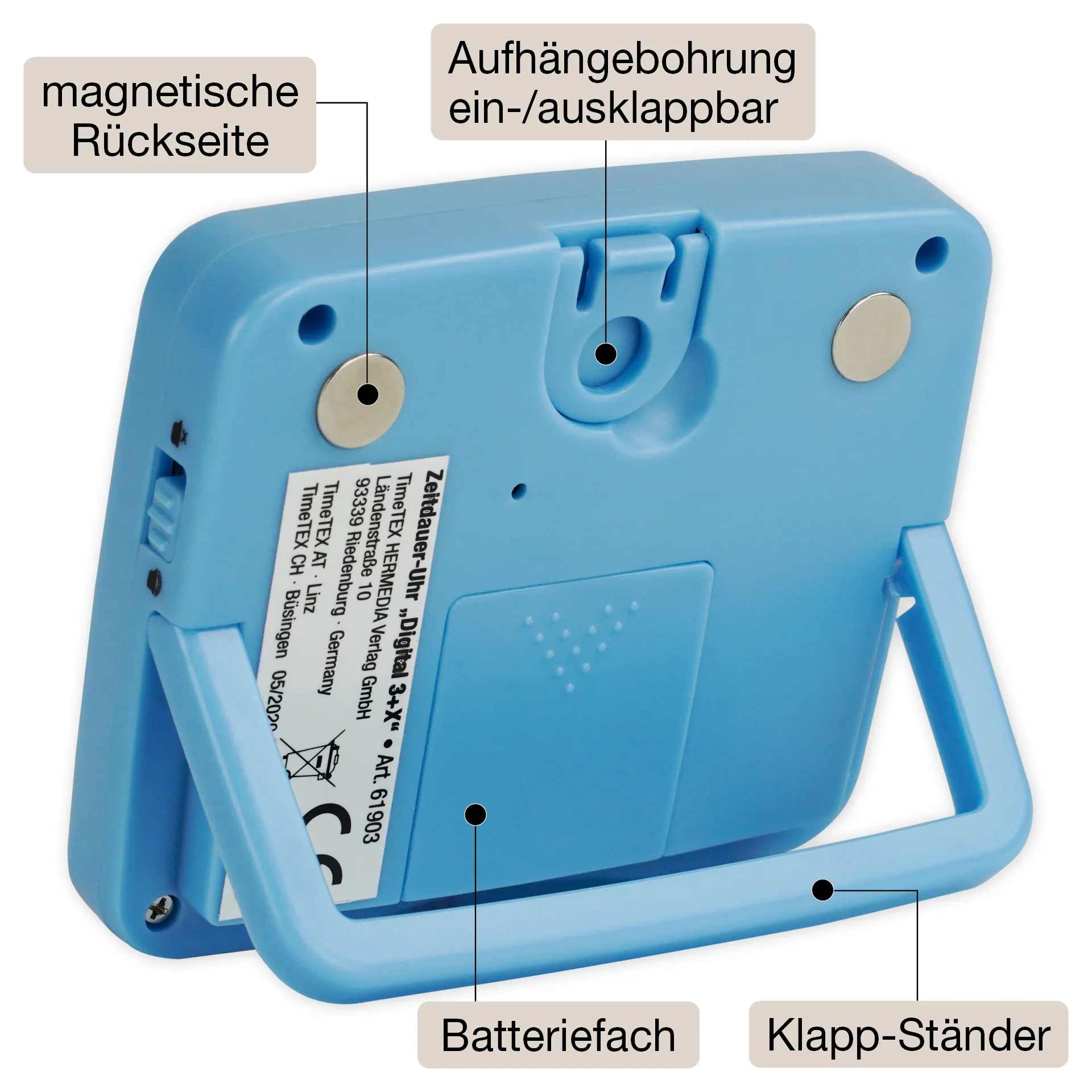 Zeitdauer-Uhr "Digital 3+X", 3 Fixzeiten