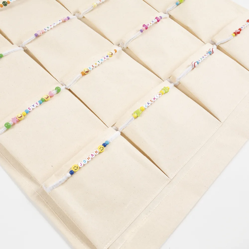 Material-Taschen-Vorhang aus Canvas, 24 Taschen, 93x60 cm