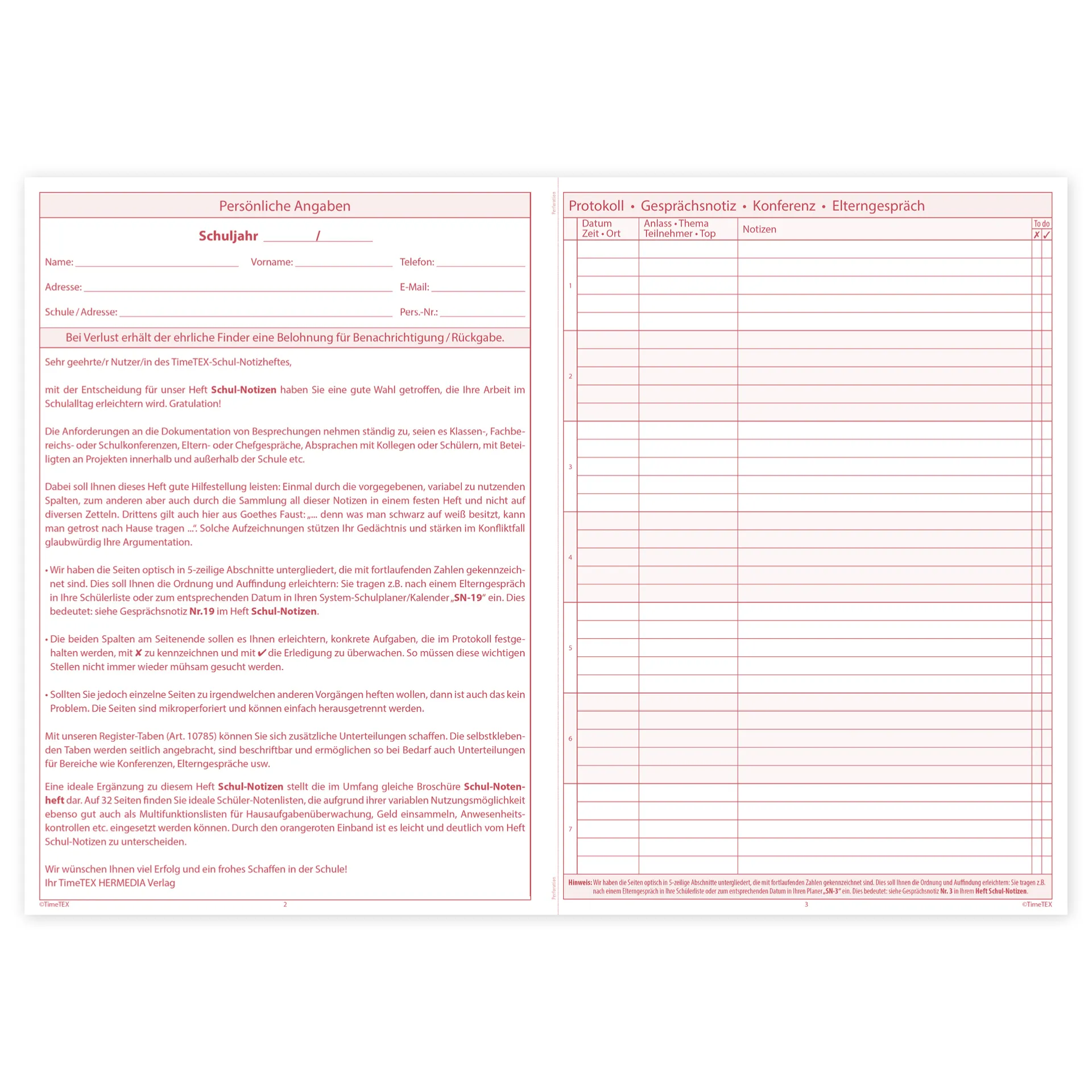 TimeTEX Heft Schul-Notizen A4