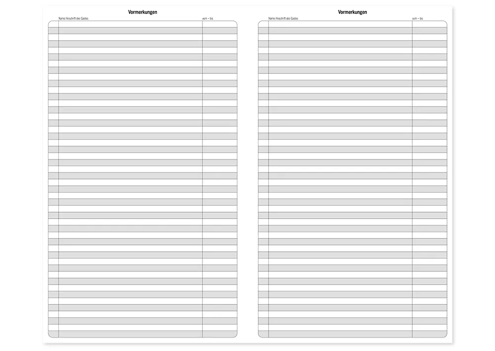 s+w Gäste-Tages-Planer 2026, Typ3, 48 Zimmer