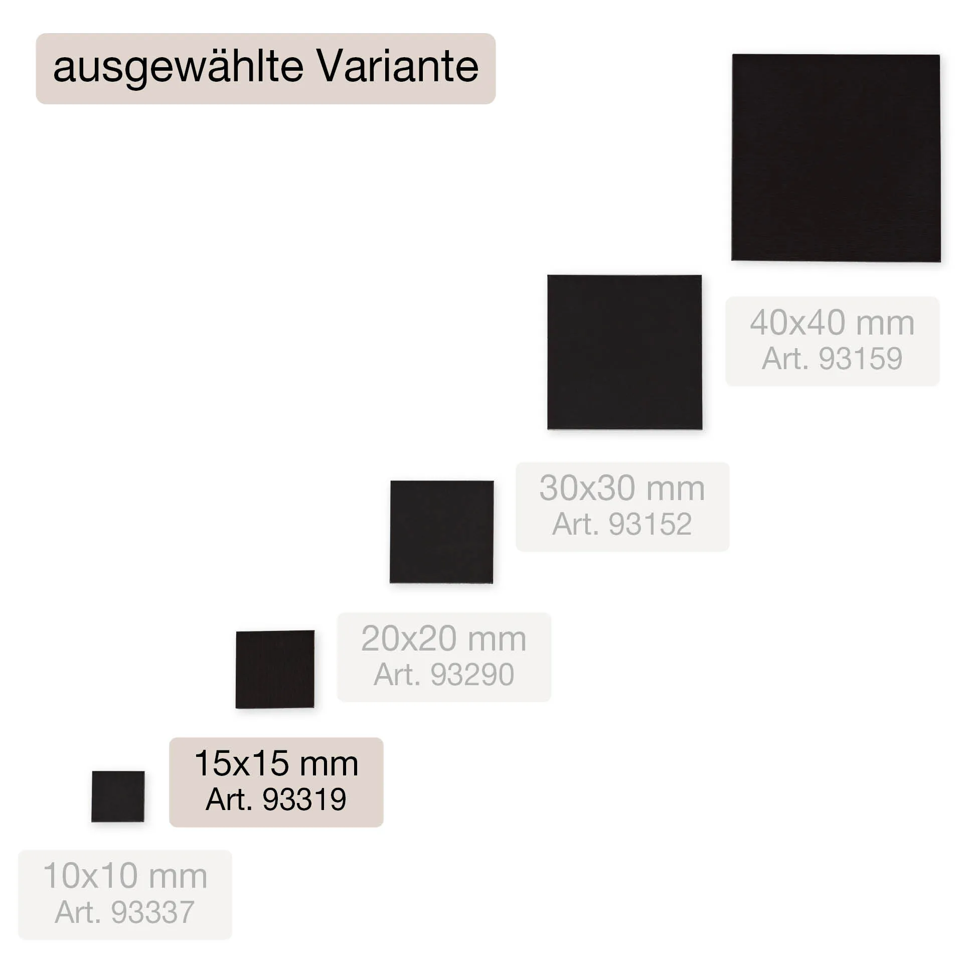 Magnet-Quadrate selbstklebend 15x15mm, 91-tlg.