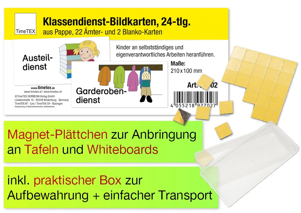 Klassendienst-Bildkarten magnetisch, 24-tlg., in Box