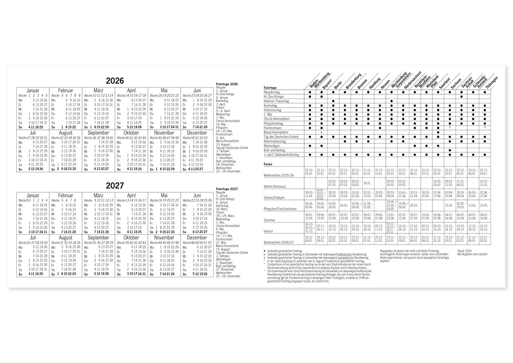 s+w Gäste-Tages-Planer 2026, Typ1, 24 Zimmer