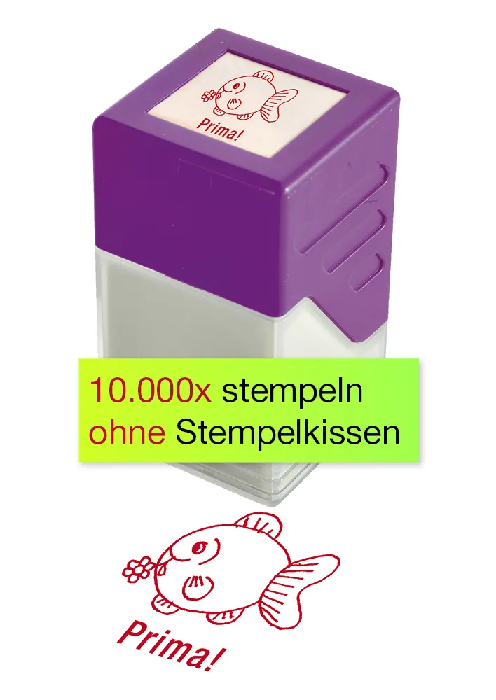 Siebdruck-Stempel "Perpetuum", Fisch "Prima!"