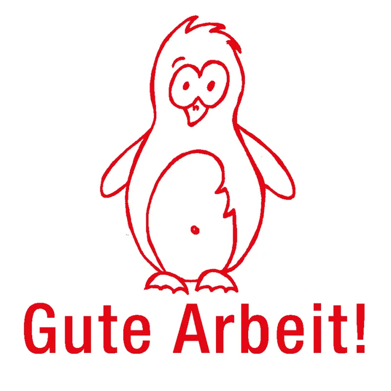 Siebdruck-Stempel "Perpetuum", Pinguin "Gute Arbeit!"