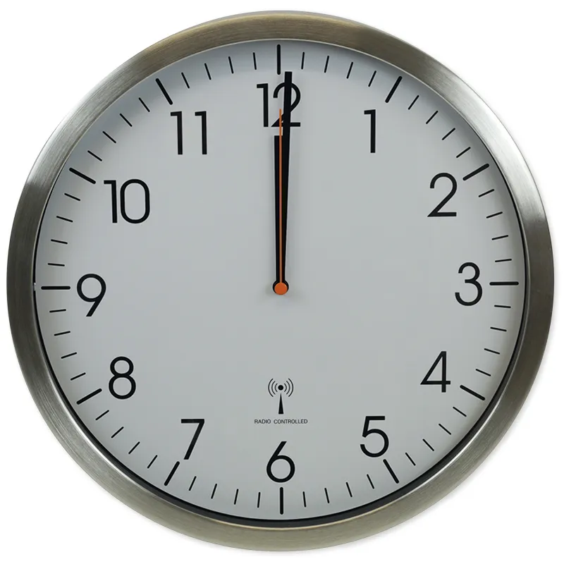 Funk-Schuluhr mit Quarzlaufwerk, schleichender Sekundenzeiger, 30,5 cm ø