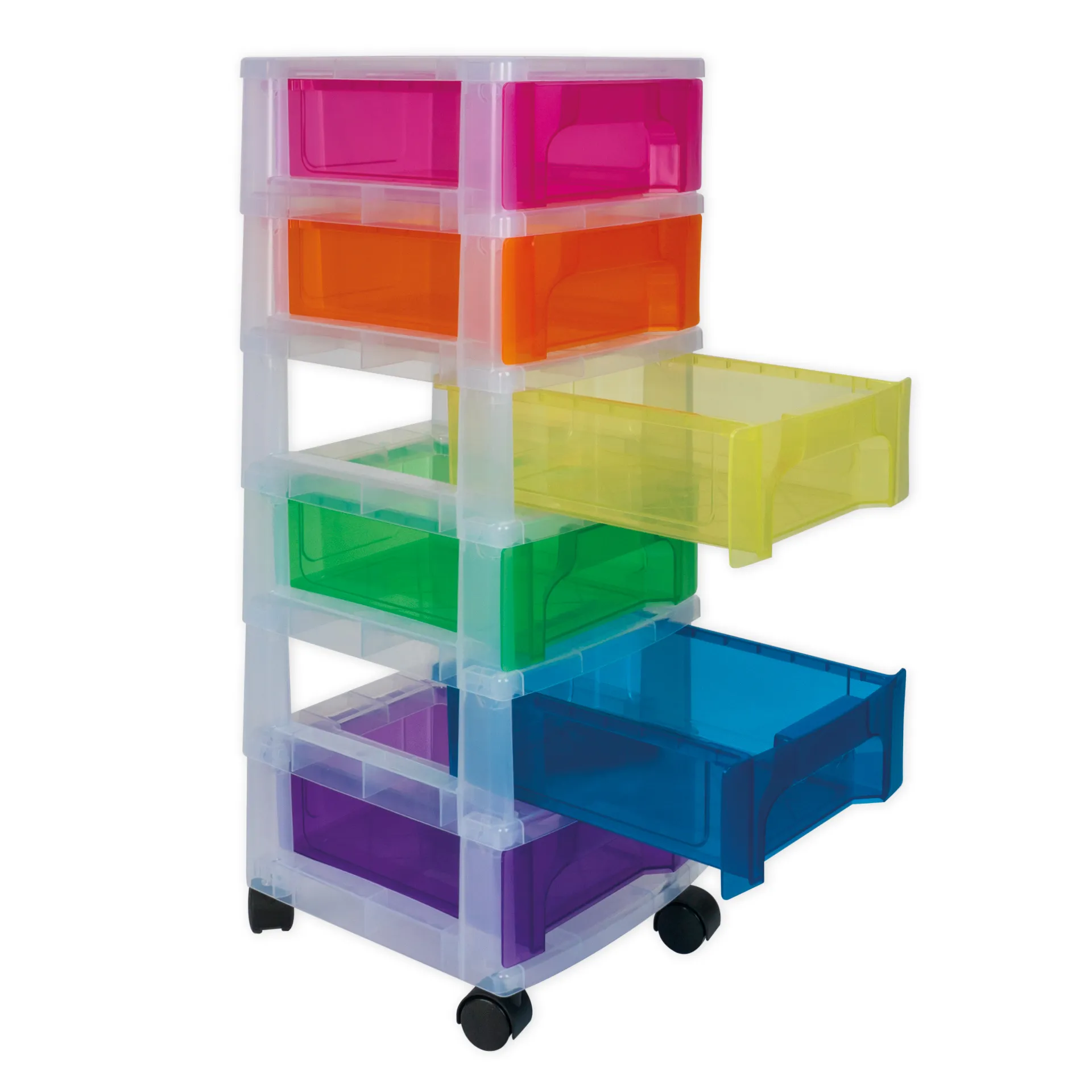 Schubladen-Box "Regenbogen", 6-farbig mit 4 Lenkrollen