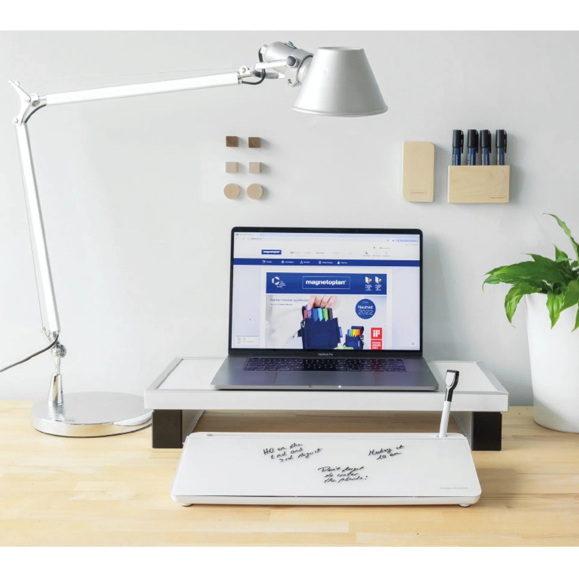 Tisch-Organizer mit beschriftbarer Glasoberfläche, weiß