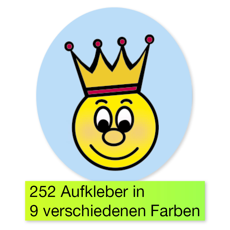 Lob-Aufkleber, Gesicht mit Krone