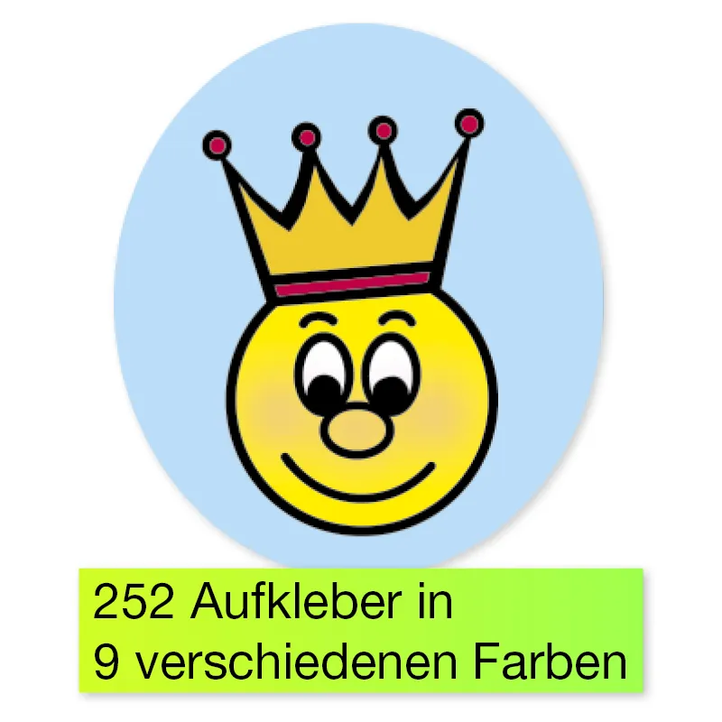 Lob-Aufkleber, Gesicht mit Krone