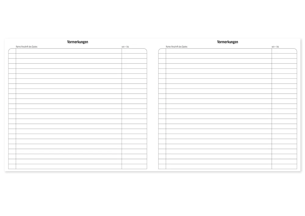 s+w Gäste-Tages-Planer 2026, Typ1, 24 Zimmer